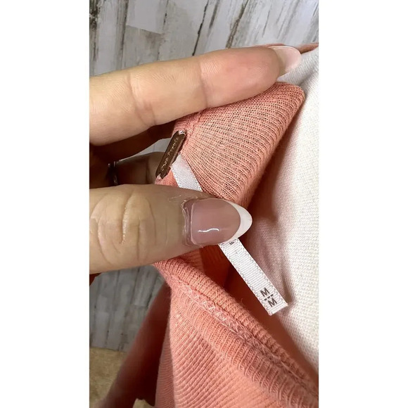 Free People Women's Medium‎ Girl Talk Ruffle Linen Blend Top Sunny Peach Blouse - Picture 3 of 6